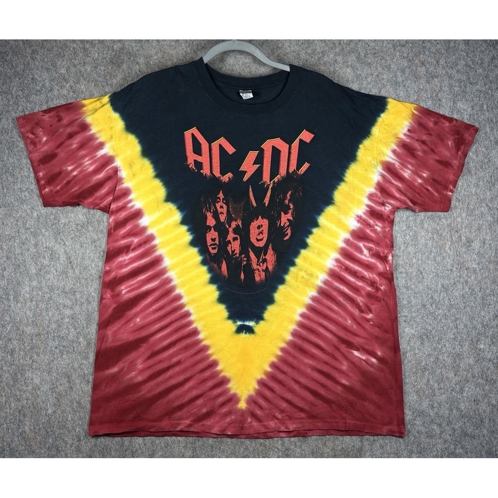 Vintage 2005 AC/DC Tie Dye T Shirt XL Sundog Hand Dyed Rock Tee